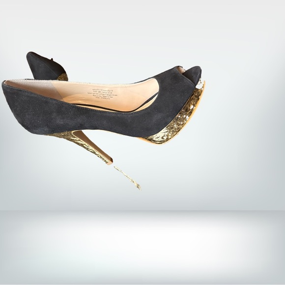 Enzo Angiolini gold platform Suede open toe Pumps - Picture 3 of 8